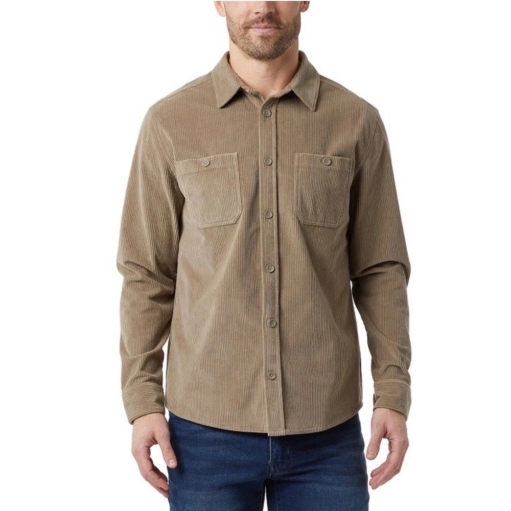 32‎ Degrees Heat Mens 2XL Midweight Corduroy Shacket Shirt Jacket Tan Beige NEW